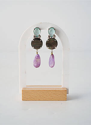 Boucles d’oreilles ornement pierre bleu NATURE BIJOUX femme