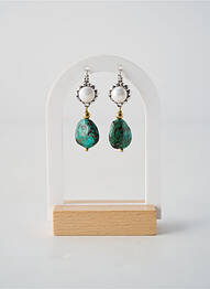 Boucles d’oreilles matériaux plaqué argent vert NATURE BIJOUX femme