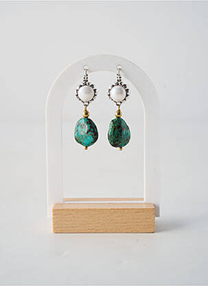 Boucles d’oreilles matériaux plaqué argent vert NATURE BIJOUX femme