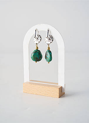 Boucles d’oreilles matériaux plaqué argent vert NATURE BIJOUX femme
