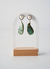 Boucles d’oreilles matériaux plaqué argent vert NATURE BIJOUX femme