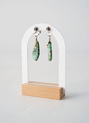 Boucles d’oreilles matériaux plaqué argent vert NATURE BIJOUX femme