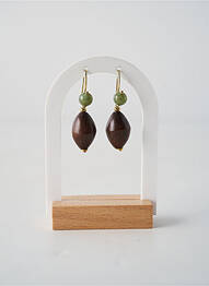 Boucles d’oreilles matériaux plaqué or marron NATURE BIJOUX femme