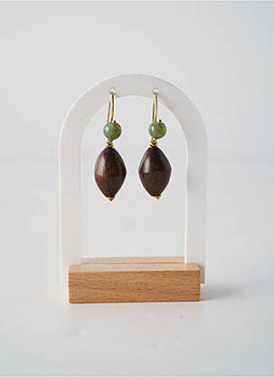Boucles d’oreilles matériaux plaqué or marron NATURE BIJOUX femme