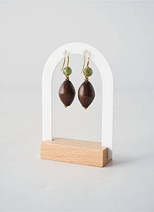 Boucles d’oreilles matériaux plaqué or marron NATURE BIJOUX femme