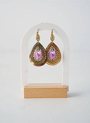 Boucles d’oreilles matériaux plaqué or violet NATURE BIJOUX femme