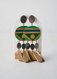 Boucles d’oreilles fermeture bouton poussoir vert NATURE BIJOUX femme
