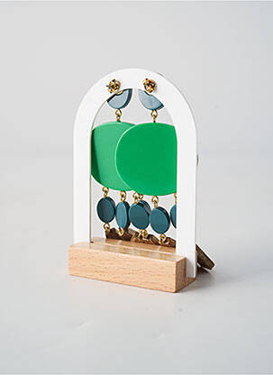 Boucles d’oreilles fermeture bouton poussoir vert NATURE BIJOUX femme