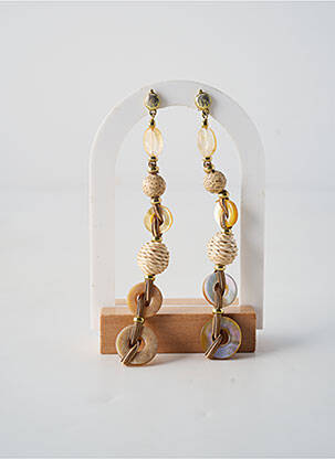 Boucles d’oreilles matériaux plaqué or beige NATURE BIJOUX femme