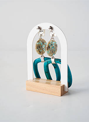Boucles d’oreilles fermeture bouton poussoir bleu NATURE BIJOUX femme