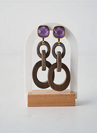 Boucles d’oreilles fermeture bouton poussoir marron NATURE BIJOUX femme