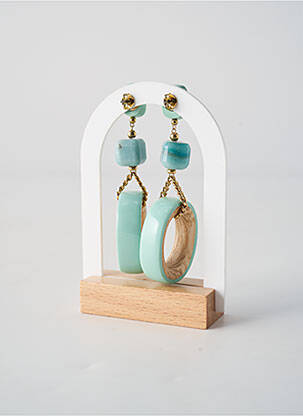 Boucles d’oreilles fermeture bouton poussoir bleu NATURE BIJOUX femme