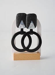 Boucles d’oreilles fermeture bouton poussoir noir NATURE BIJOUX femme