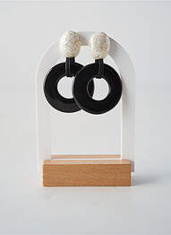 Boucles d’oreilles fermeture bouton poussoir noir NATURE BIJOUX femme