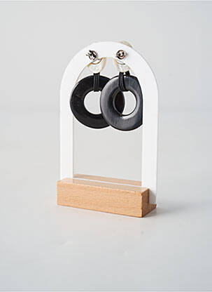 Boucles d’oreilles fermeture bouton poussoir noir NATURE BIJOUX femme