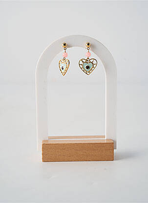 Boucles d’oreilles fermeture bouton poussoir bleu FRANCK HERVAL femme