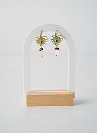 Boucles d’oreilles fermeture bouton poussoir bleu FRANCK HERVAL femme