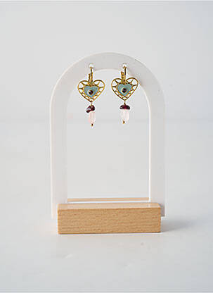 Boucles d’oreilles fermeture bouton poussoir bleu FRANCK HERVAL femme