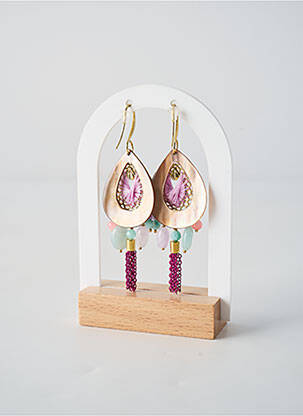 Boucles d’oreilles matériaux plaqué or violet FRANCK HERVAL femme
