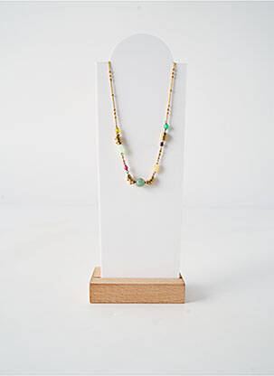 Collier matériaux plaqué or vert FRANCK HERVAL femme