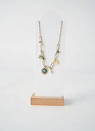 Collier matériaux plaqué or vert FRANCK HERVAL femme