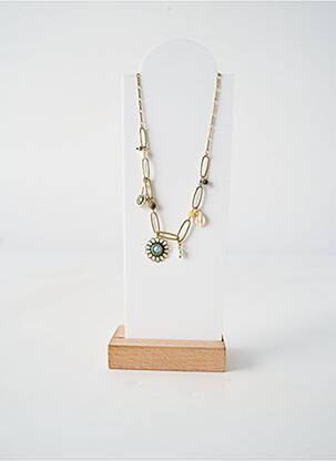 Collier matériaux plaqué or vert FRANCK HERVAL femme