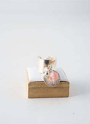 Bague matériaux plaqué argent rose SECRET DE CUIR femme