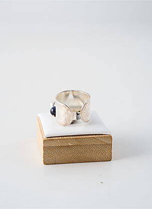 Bague matériaux plaqué argent bleu SECRET DE CUIR femme