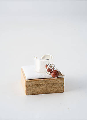 Bague matériaux plaqué argent marron SECRET DE CUIR femme