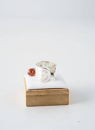 Bague matériaux plaqué argent marron SECRET DE CUIR femme
