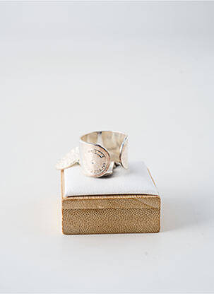 Bague matériaux plaqué argent bleu SECRET DE CUIR femme