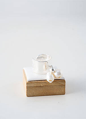 Bague matériaux plaqué argent blanc SECRET DE CUIR femme