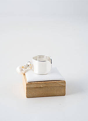 Bague matériaux plaqué argent blanc SECRET DE CUIR femme