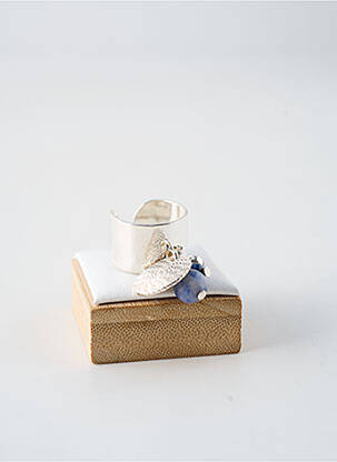 Bague matériaux plaqué argent bleu fonce SECRET DE CUIR femme