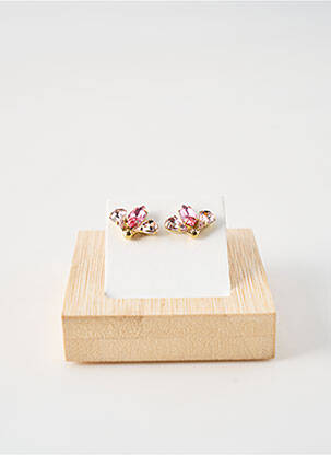 Boucles d’oreilles ornement pierre rose FRANCK HERVAL femme