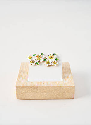 Boucles d’oreilles fermeture bouton poussoir blanc FRANCK HERVAL femme