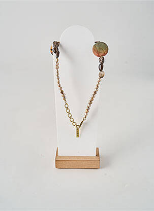 Collier matériaux plaqué or marron NATURE femme