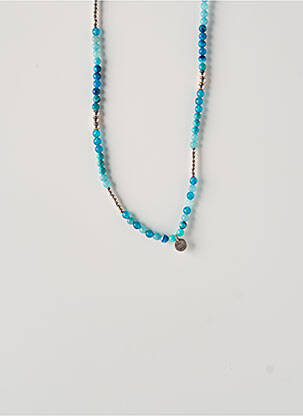 Collier ornement perles bleu SECRET DE CUIR femme