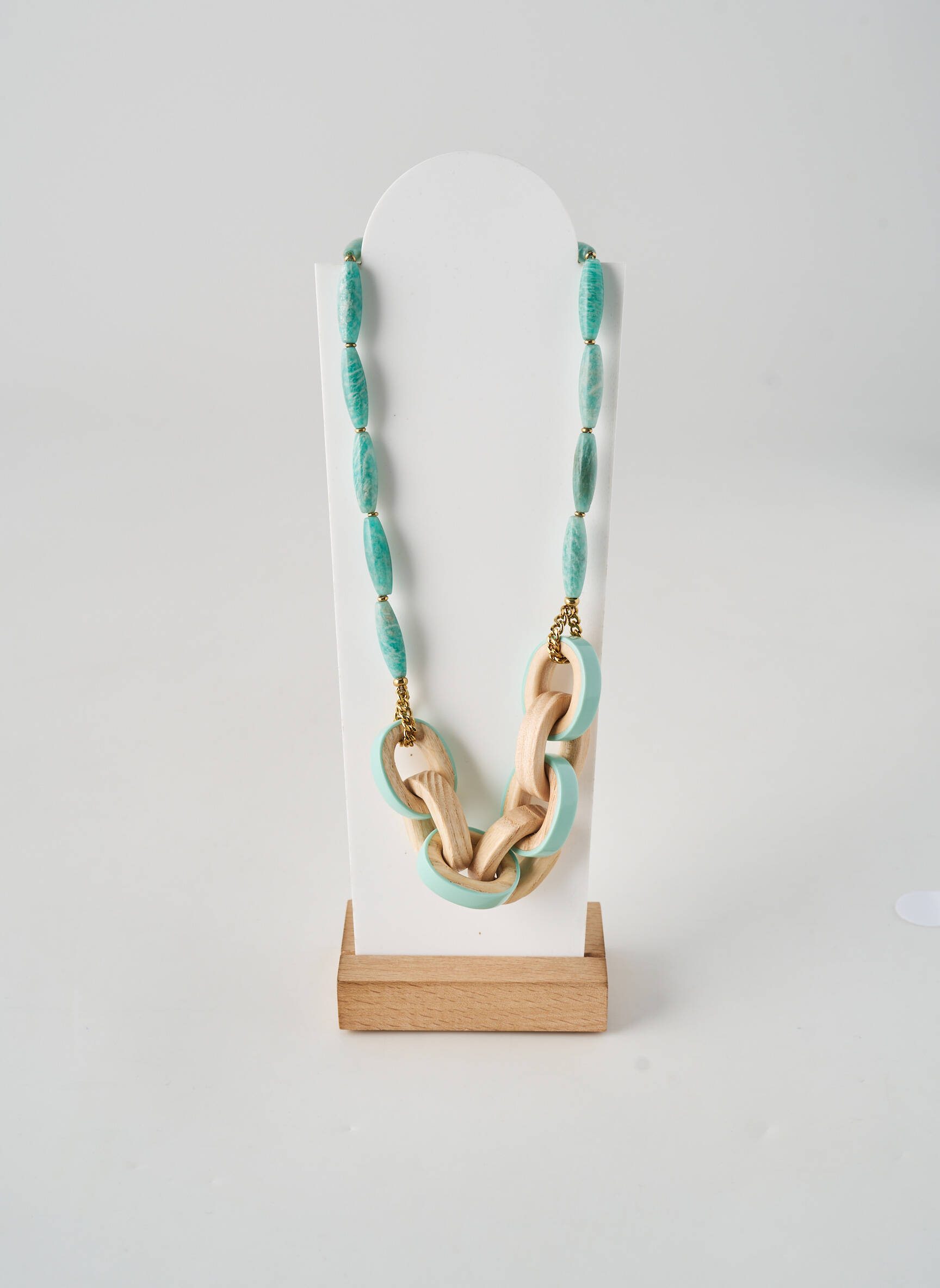 Collier matériaux plaqué or bleu NATURE femme