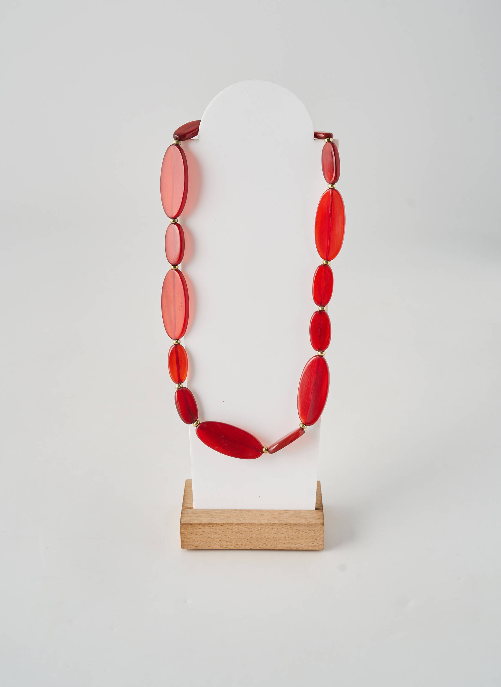Collier matériaux plaqué or rouge NATURE femme
