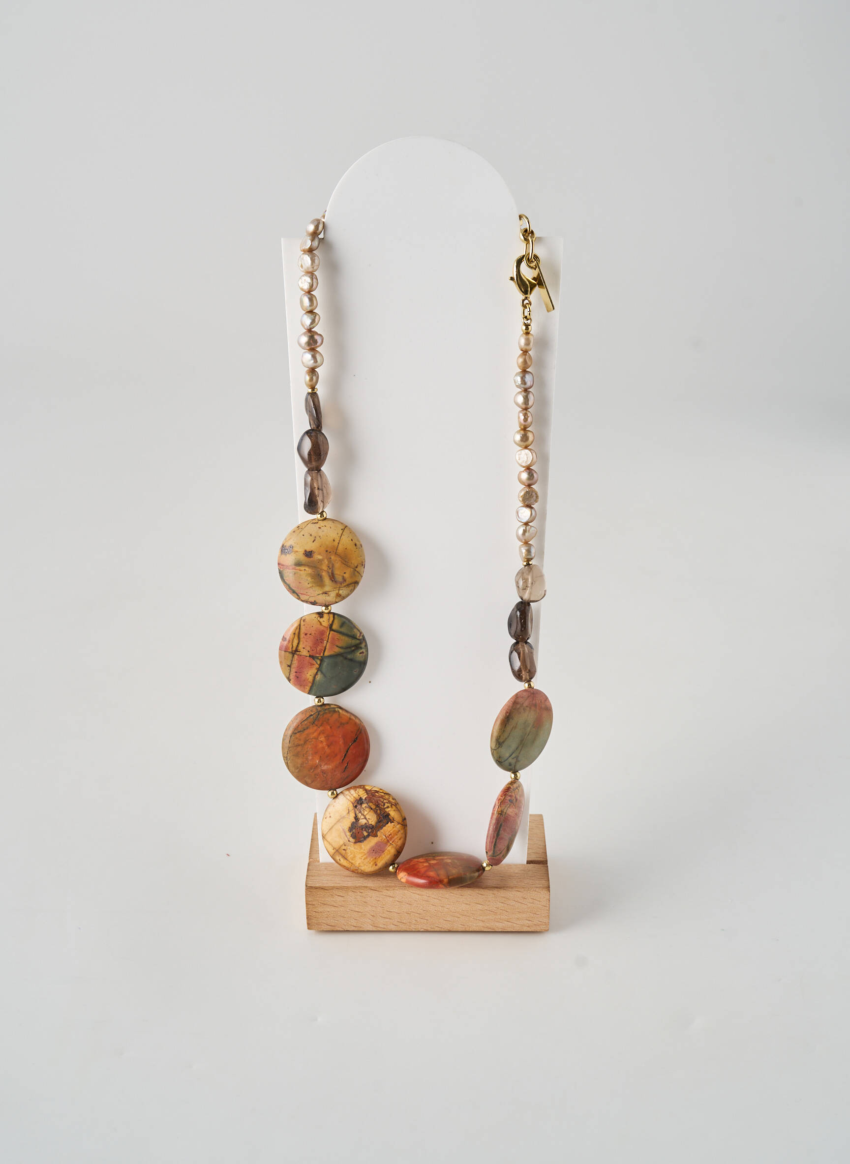 Collier matériaux plaqué or marron NATURE femme