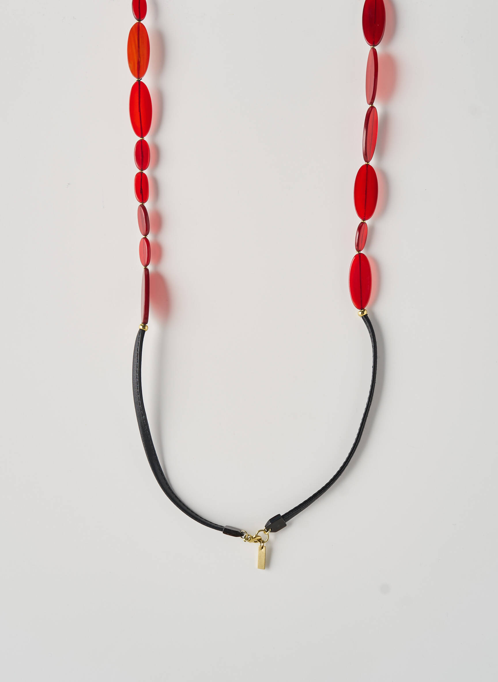 Collier matériaux plaqué or rouge NATURE femme