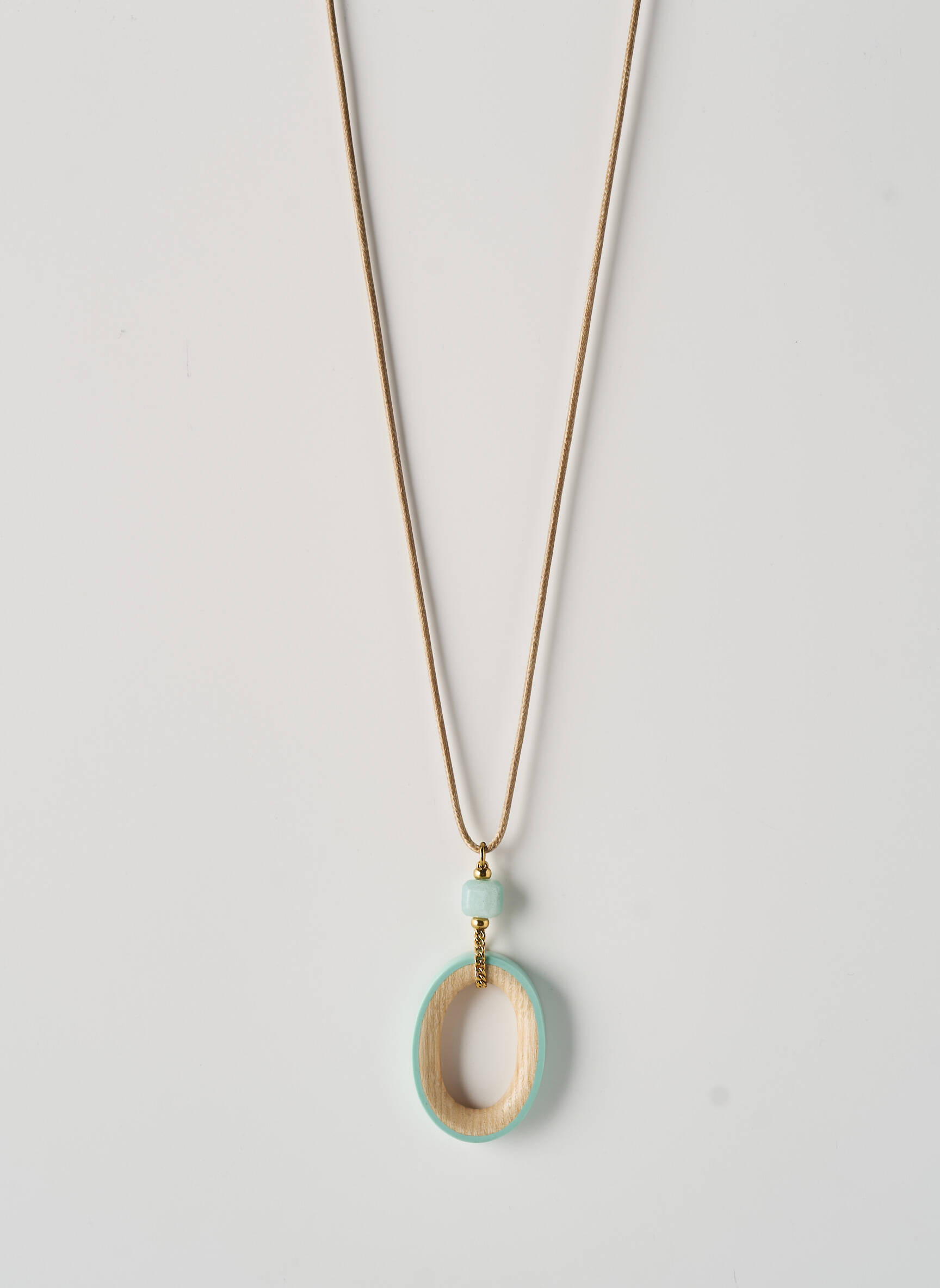 Collier ornement elément bois bleu NATURE femme