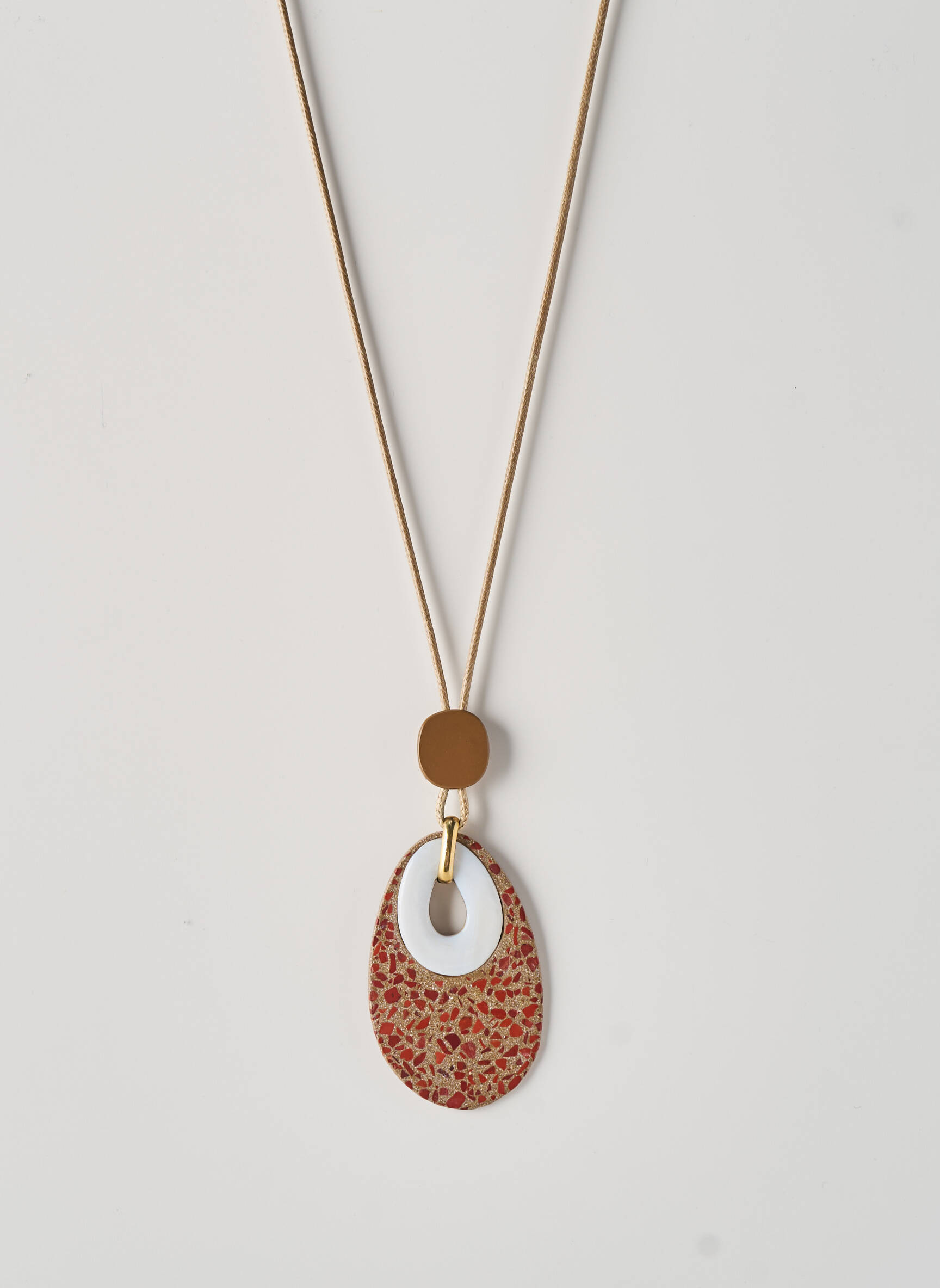 Collier matériaux plaqué or marron NATURE femme