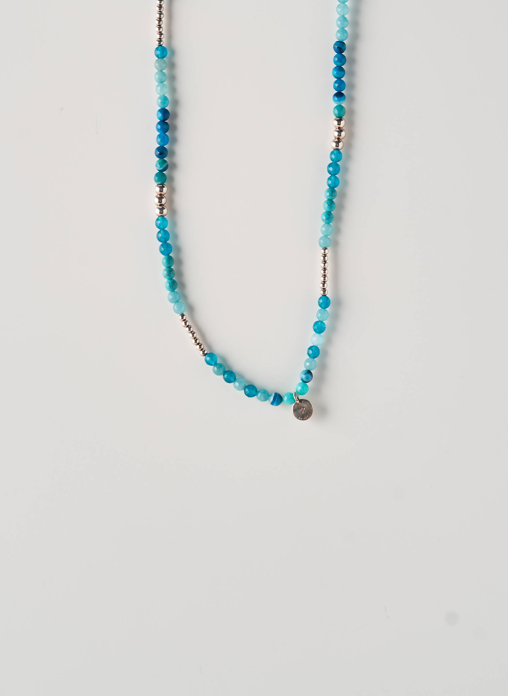 Collier ornement perles bleu SECRET DE CUIR femme