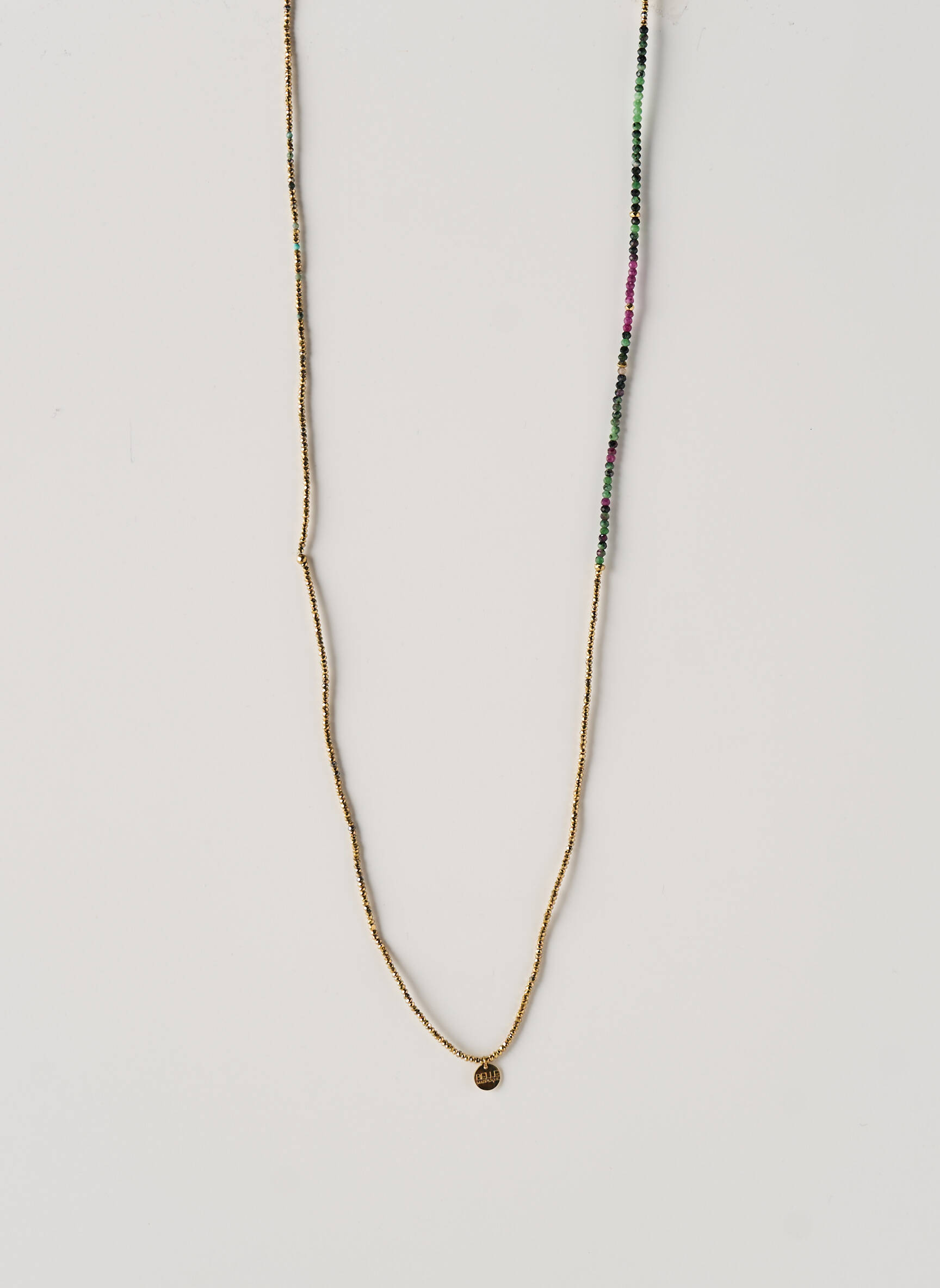 Collier matériaux plaqué or vert BELLE MAIS PAS QUE femme