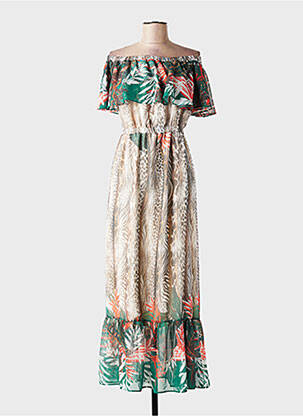 Robe longue manches courtes manches courtes beige GREGORY PAT femme
