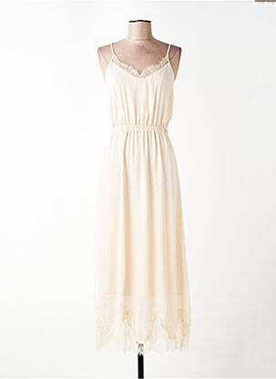 Robe longue manches bretelles ajustables fines bretelles beige SCHOOL RAG femme
