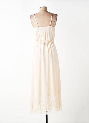 Robe longue manches bretelles ajustables fines bretelles beige SCHOOL RAG femme