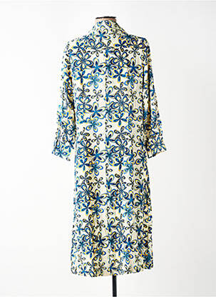 Robe mi-longue imprimé fleurs manches longues beige STORIATIPIC femme
